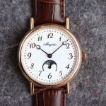 Replica Breguet Classique Rose Gold White Arabic Dial Moonphase Watch 40mm
